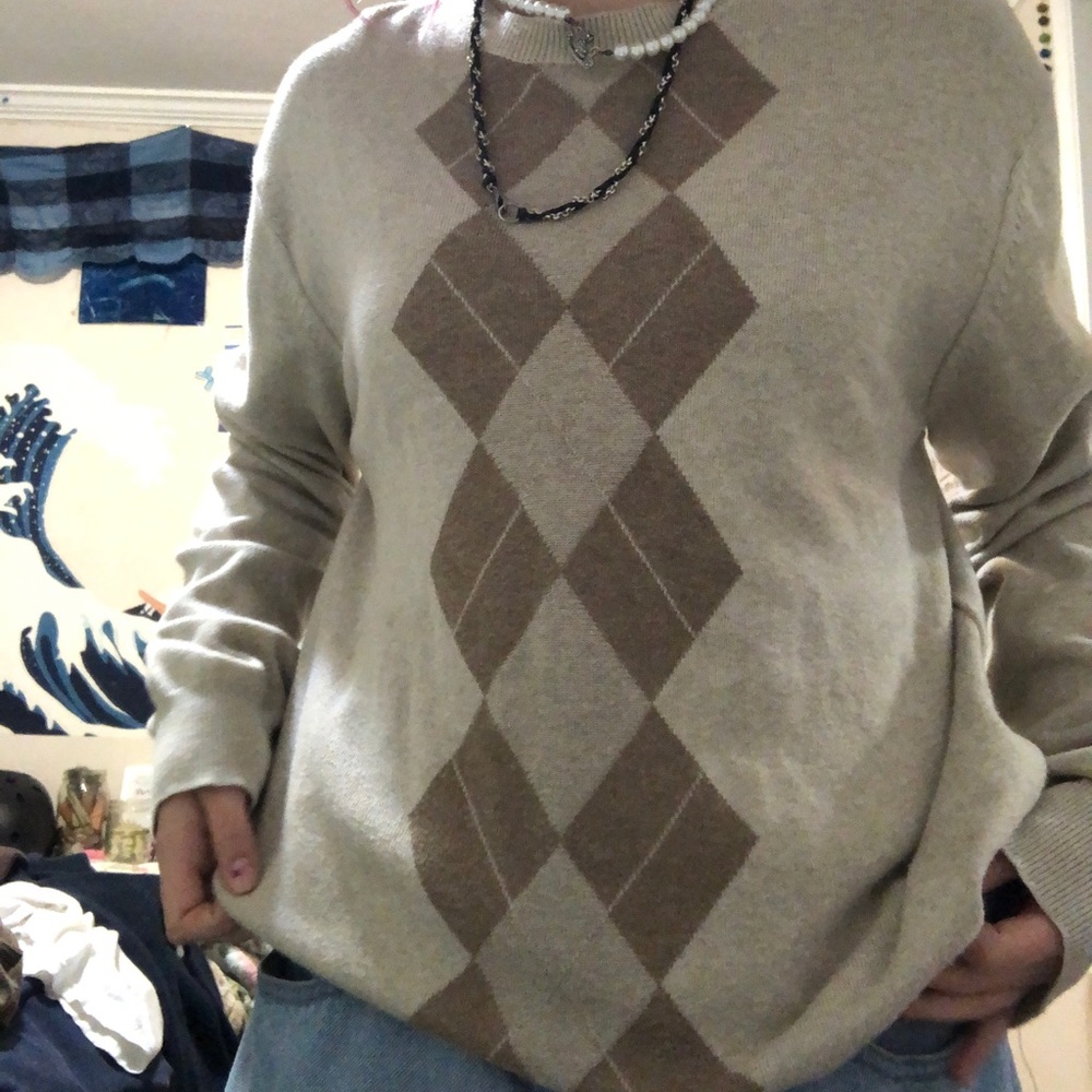 Brown argyle sweater